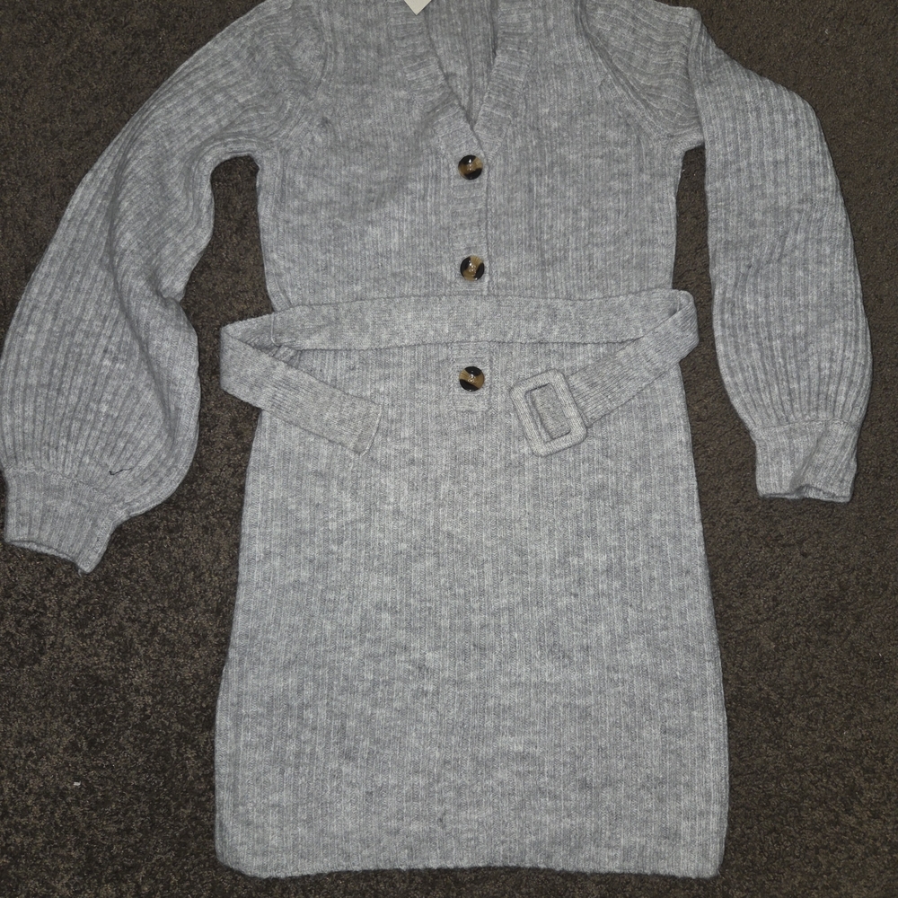 Francesca's Collections Gray Long Sleeve Dress
